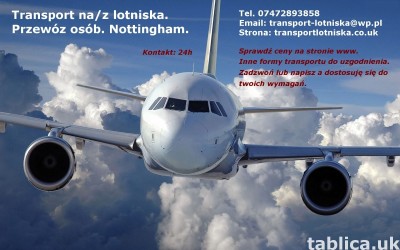 Transport na/z lotniska. Przewóz osób. Nottingham i okolice.