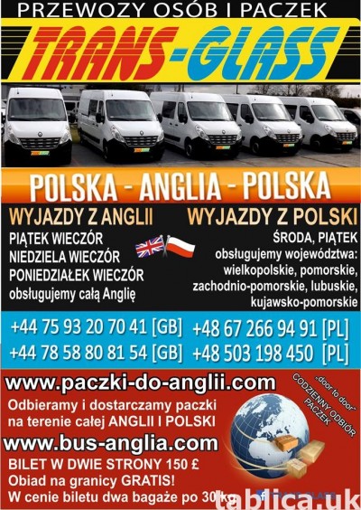 TRANSPORT OSÓB I PACZEK POLSKA-ANGLIA