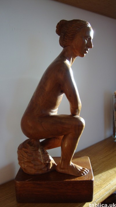 Exotic Wood Sculpture - Woman and Rock - Solid Wood !!!