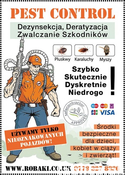Pluskwy, pchly, karaluchy, myszy, osy