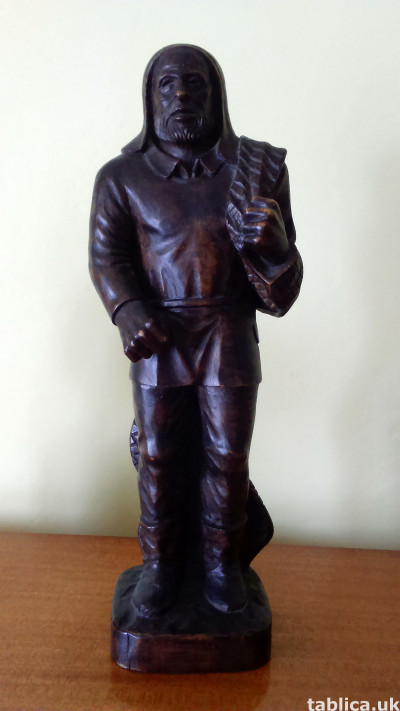 Sculpture: Fisherman - Solid Wood