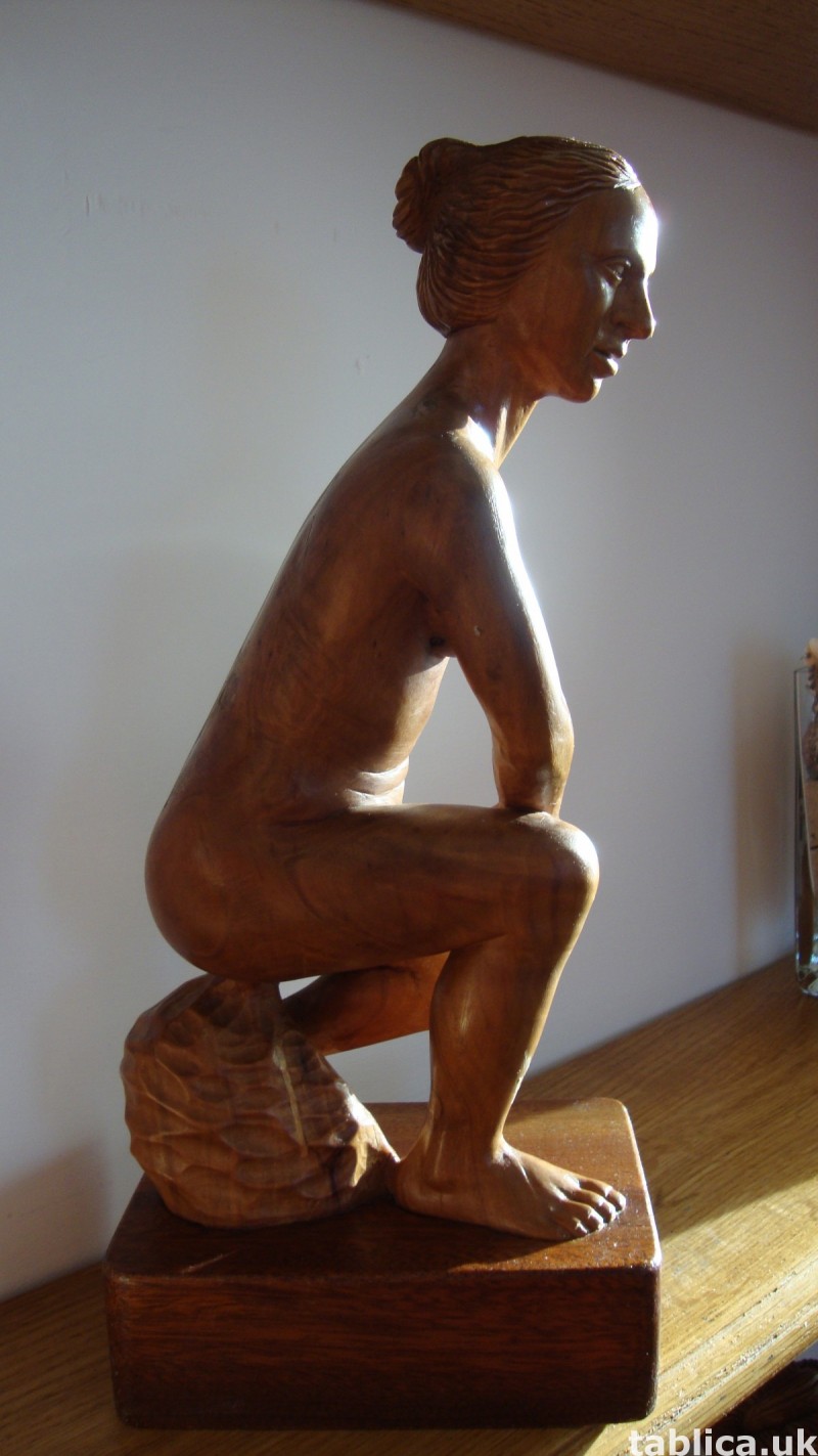 Exotic Wood Sculpture - Woman and Rock - Solid Wood !!! 0