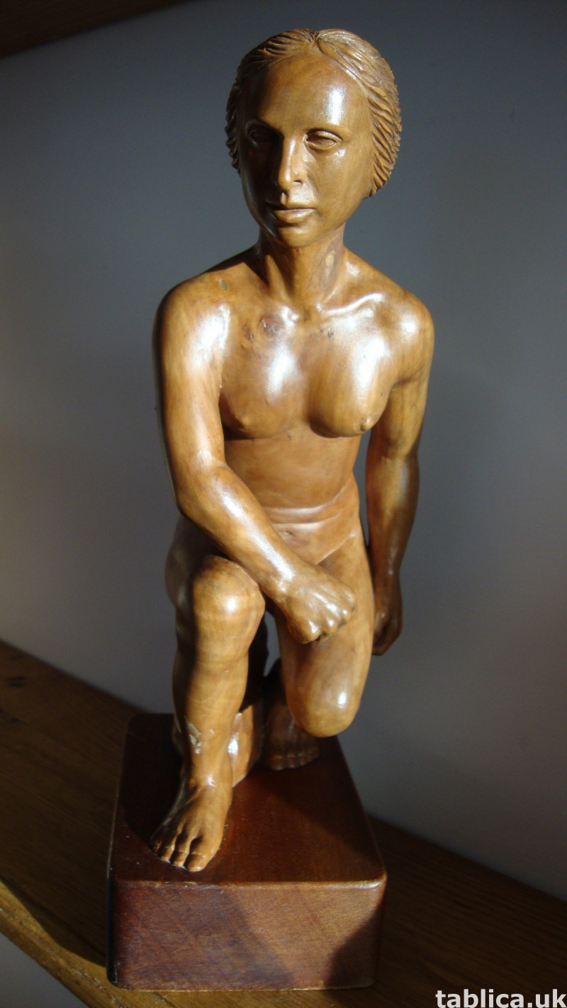 Exotic Wood Sculpture - Woman and Rock - Solid Wood !!! 1