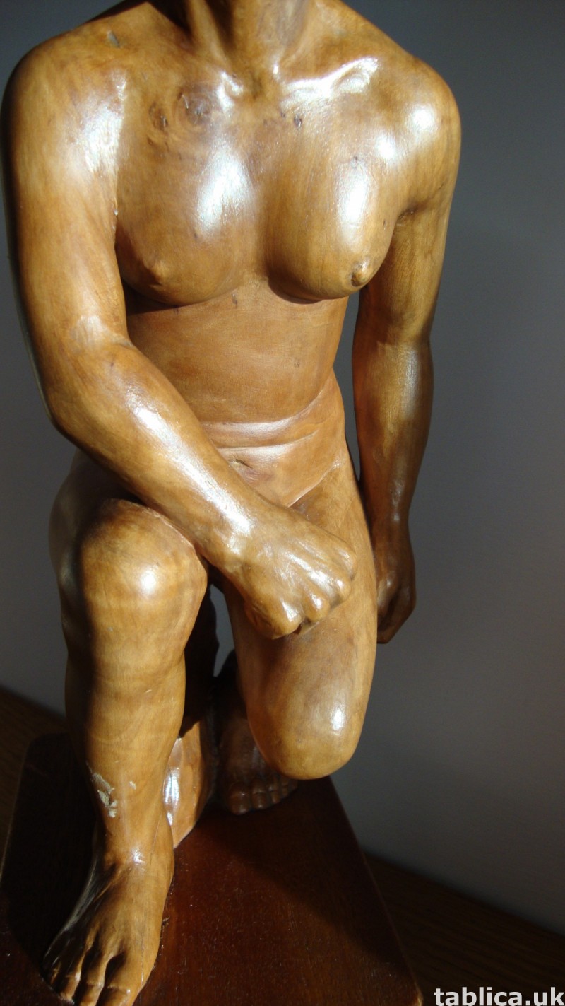 Exotic Wood Sculpture - Woman and Rock - Solid Wood !!! 3