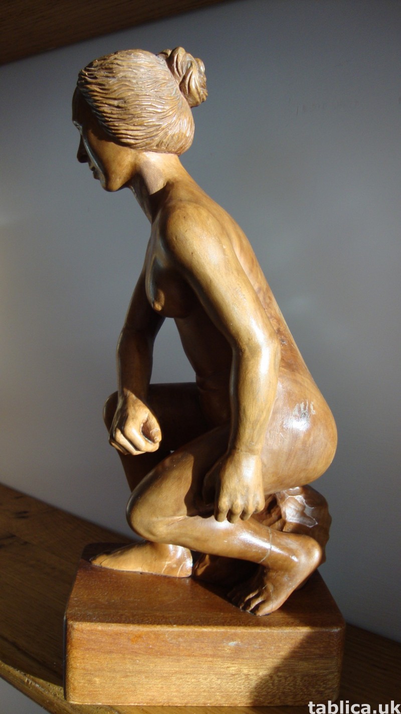 Exotic Wood Sculpture - Woman and Rock - Solid Wood !!! 6