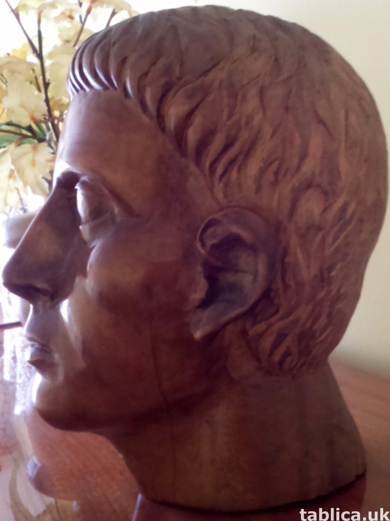 For Sale: Wood Sculpture: Roman Head - Solid Wood !!! 2