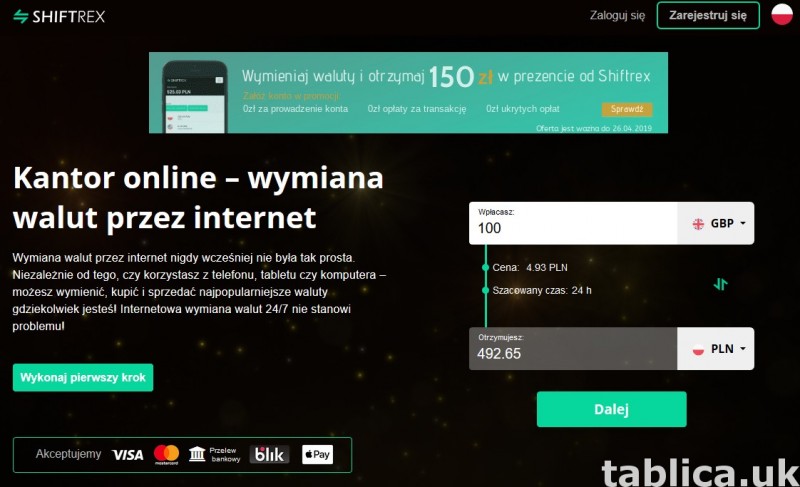 Kantor online shiftrex.com - wymieniaj waluty przez internet 0