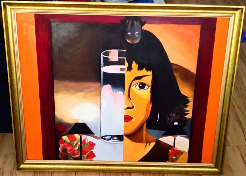 Oil Painting- Woman and Glass -Tamara Ł. - Not Photocopy !!! 0