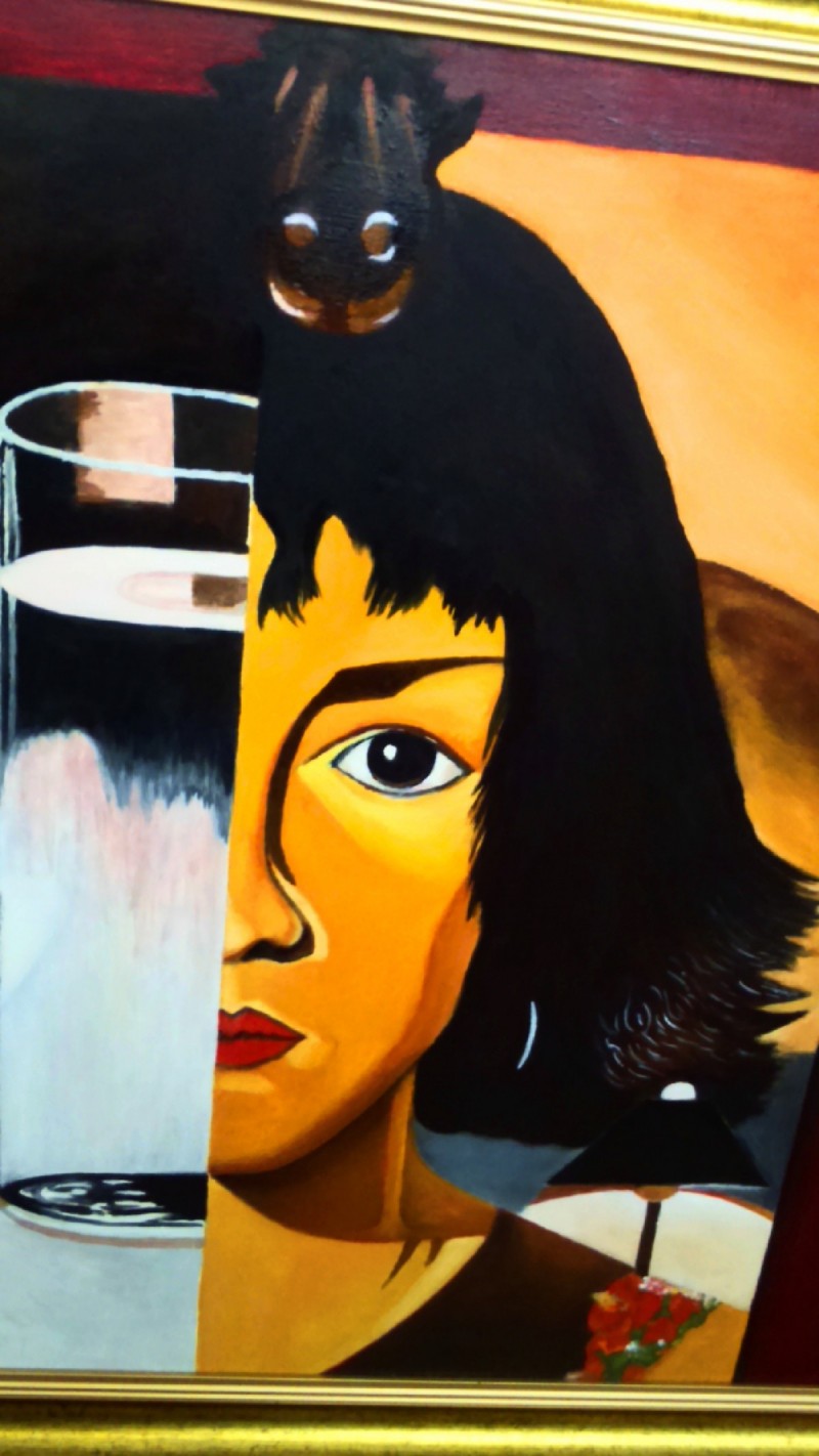 Oil Painting- Woman and Glass -Tamara Ł. - Not Photocopy !!! 1