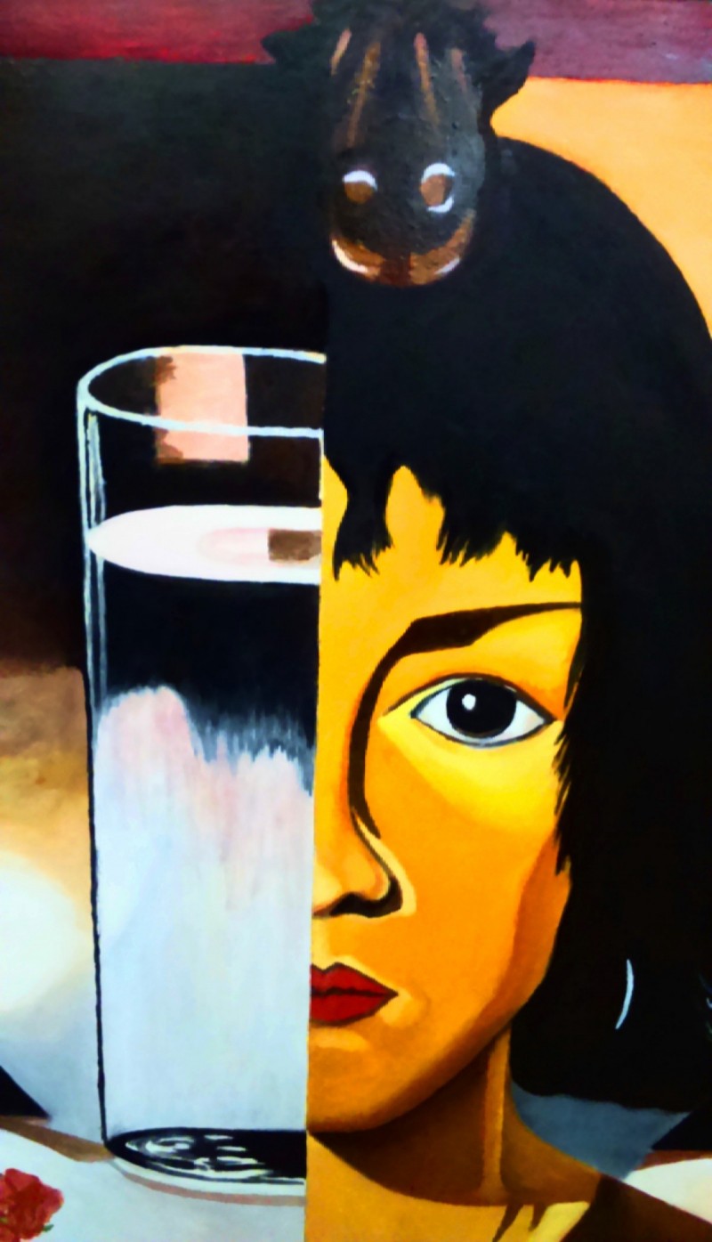Oil Painting- Woman and Glass -Tamara Ł. - Not Photocopy !!! 5