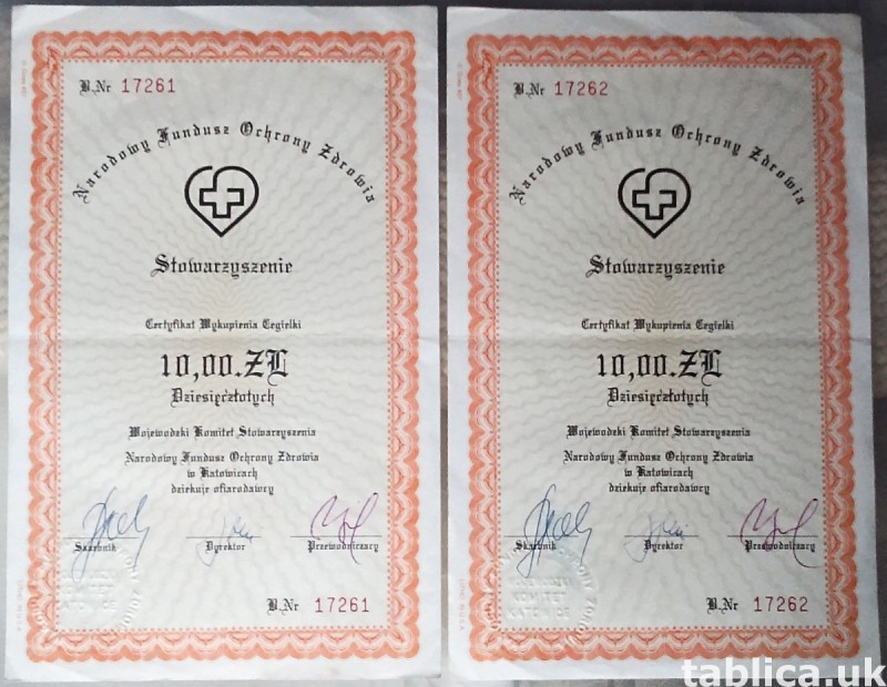 For Sale: 2 Original Brick Certifications 0