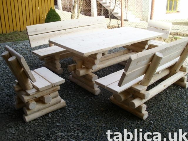 meble ogrodowe stół + 2 ławy + 2 fotele 2